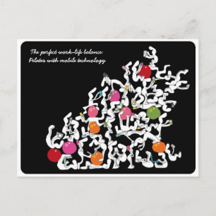 ピラティス+ハンドヘルド技術はがき、黒 ポストカード