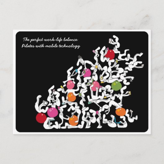 ピラティス+ハンドヘルド技術はがき、黒 ポストカード (正面)