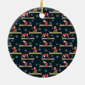 ピラティス リフォーマー サンタ シームレス クリスマスパターン セラミックオーナメント (裏面)