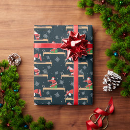 ピラティス リフォーマー サンタ シームレス クリスマスパターン ラッピングペーパー
