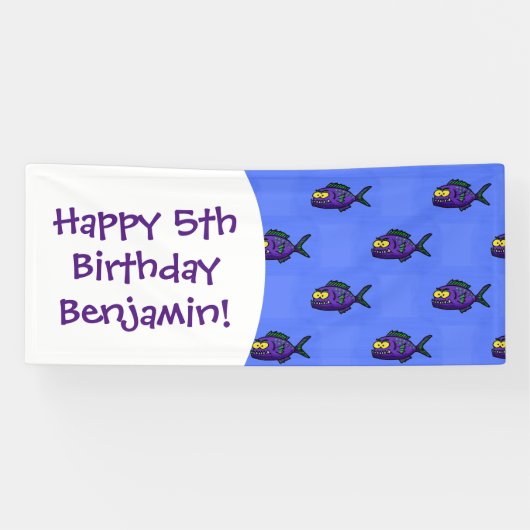 ピラニアの魚の漫画 横断幕 (横)