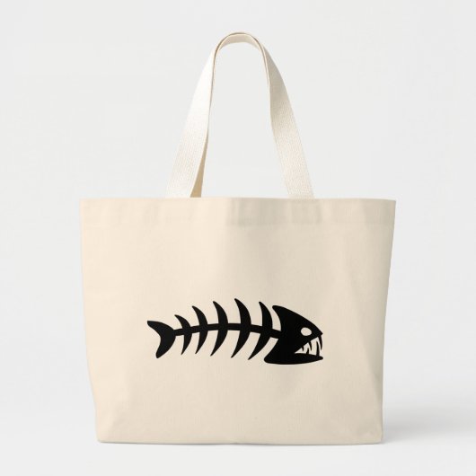 ピラニアの魚の骨 ラージトートバッグ (正面)