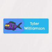 ピラニア魚の漫画パーソナライズされた ラベル (デザイン1)