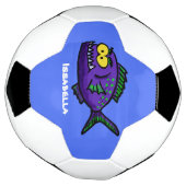 ピラニア魚の漫画 サッカーボール (回転)