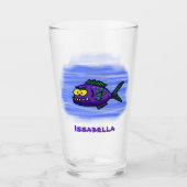 ピラニア魚の漫画 タンブラーグラス (正面)