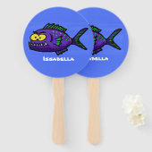 ピラニア魚の漫画 ハンドファン (正面&裏面)