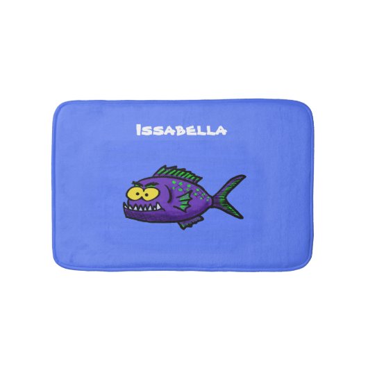 ピラニア魚の漫画 バスマット (正面)