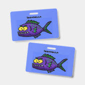 ピラニア魚の漫画 バッジ (表裏)