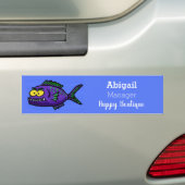 ピラニア魚の漫画 バンパーステッカー (車上)