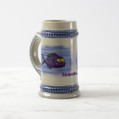 ピラニア魚の漫画 ビールジョッキ (正面左)