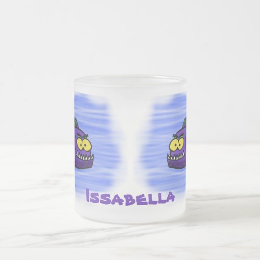 ピラニア魚の漫画 フロストグラスマグカップ (中央)