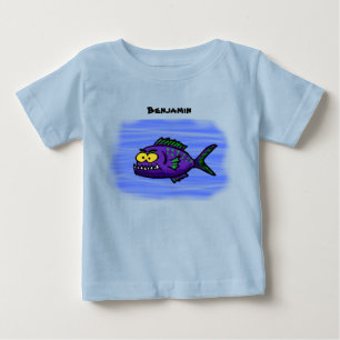 ピラニア魚の漫画 ベビーTシャツ