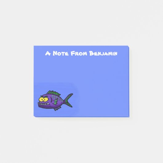 ピラニア魚の漫画 ポストイット (正面)