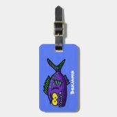 ピラニア魚の漫画 ラゲッジタグ (正面縦)