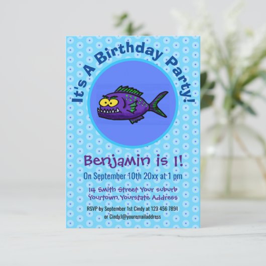 ピラニア魚の漫画 招待状 (スタンド正面)