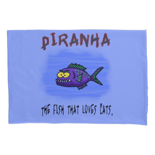ピラニア魚の漫画 枕カバー (正面)