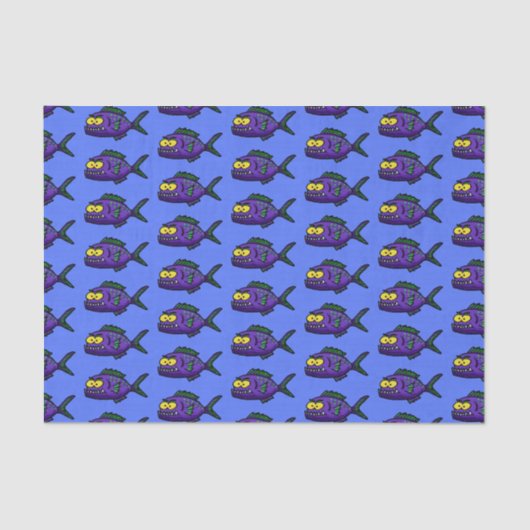 ピラニア魚の漫画 薄葉紙 (正面)