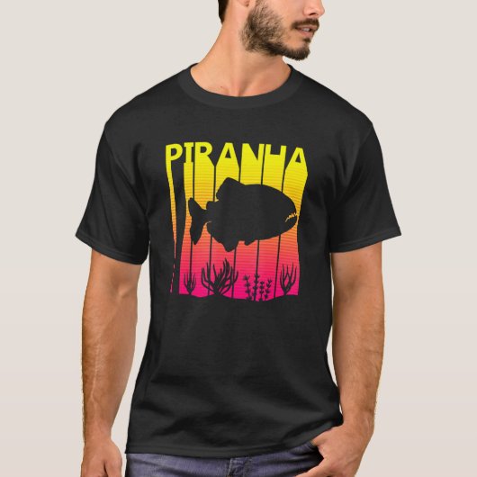 ピラニア フィッシュ レトロ Tシャツ (正面)