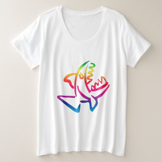 ピラニア プラスサイズTシャツ (デザイン正面)