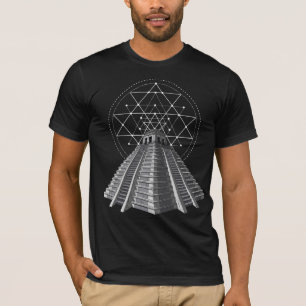ピラミアステカッド古代マヤの聖なる幾何学 Tシャツ