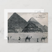 ピラミッドとラクダ，カイロエジプトヴィンテージ ポストカード (正面/裏面)