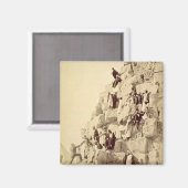 ピラミッドに登る観光客を助けるアラブ人 マグネット (正面/裏面)