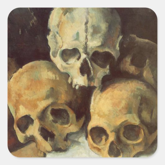 ピラミッドのスカルヴィンテージハロウィーン スクエアシール (正面)