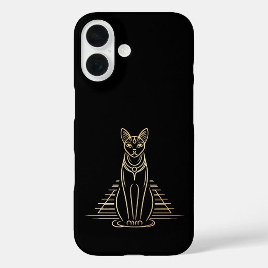 ピラミッドの前のエジプトの猫の女神バステット Case-Mate iPhoneケース (裏面)