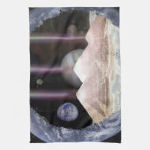 ピラミッドの惑星の宇宙 キッチンタオル (縦)