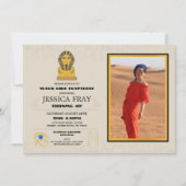 ピラミッドの誕生会の写真のエジプトのエジプトの金ゴールド 招待状 (正面)