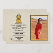 ピラミッドの誕生会の写真のエジプトのエジプトの金ゴールド 招待状 (正面/裏面)