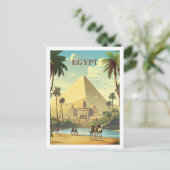 ピラミッドエジプト有名ヴィンテージ旅行の場所 ポストカード (スタンド正面)