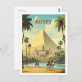 ピラミッドエジプト有名ヴィンテージ旅行の場所 ポストカード (正面/裏面)