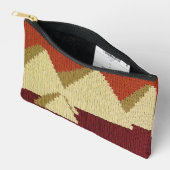 ピラミッドナチュラルラストベージュアーティザンクロシェプリント アクセサリーポーチ (見開き)