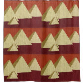 ピラミッドナチュラルラストベージュアーティザンクロシェプリント シャワーカーテン (正面)