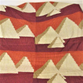 ピラミッドナチュラルラストベージュアーティザンクロシェプリント シャワーカーテン