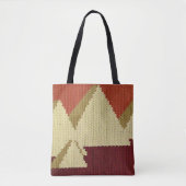 ピラミッドベージュラストブルガンディアーティザンクロシェプリント トートバッグ (正面)