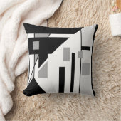 ピラミッド型白黒グレイ幾何学抽象芸術 クッション (ブランケット)