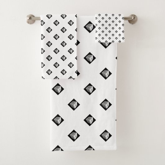ピラミッド型立方体の白の繰り返し バスタオルセット (インサイチュ)