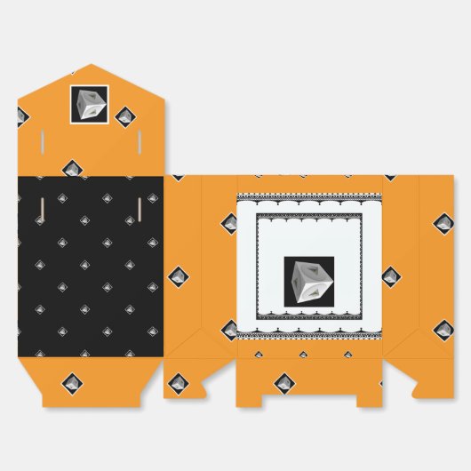 ピラミッド立方体ブラックホワイトオレンジ フェイバーボックス (見開き)
