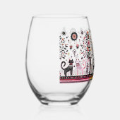 ピラミ猫とエジプト猫2匹 ステムなしワイングラス (右)