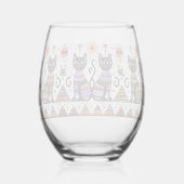 ピラミ猫とエジプト猫2匹 ステムなしワイングラス (裏面)