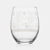 ピラミ猫とエジプト猫2匹 ステムなしワイングラス (裏面)