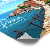 ピランスロベニアのヴィンテージ旅行の場所イラストレーション ポスター (角)