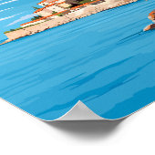 ピランスロベニアのヴィンテージ旅行イラストレーション ポスター (角)