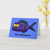 ピランハの魚漫画 カード (黄色い花)