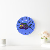 ピランハの魚漫画 ラウンド壁時計 (ホーム)