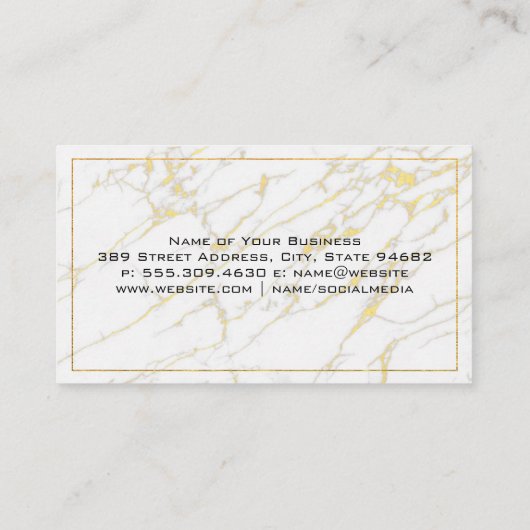 ピラーフェザーロゴ | 金ゴールド縁ど | 大理石 名刺 (裏面)