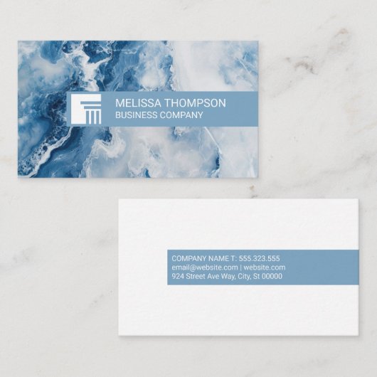 ピラーロゴ | 大理石の背景(青) 名刺 (正面/裏面)