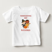 ピリグリムとネイティブアメリカンの子供たち 感謝祭 ベビーTシャツ (正面)